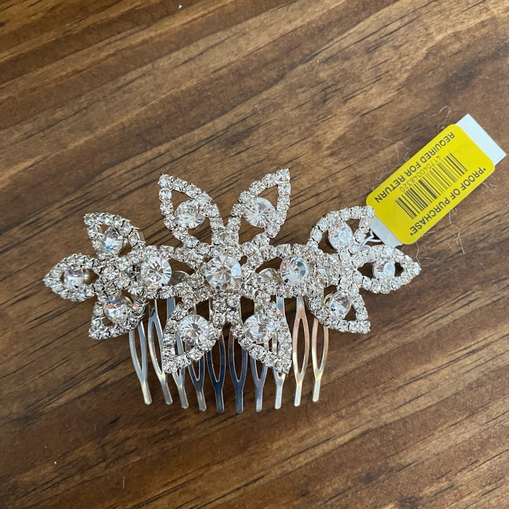Silver and crystal comb